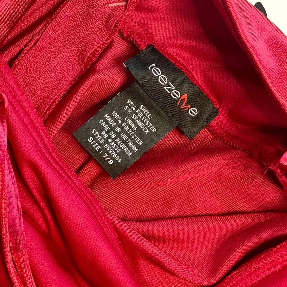 Teeze Me Jrs Satin Strappy Back Dress Scarlett | 7 - Picture 7 of 7